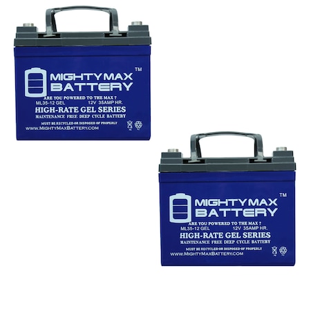 12V 35AH GEL Battery For Rascal 301PC,305,318PC,400T,410PC - 2 Pack
